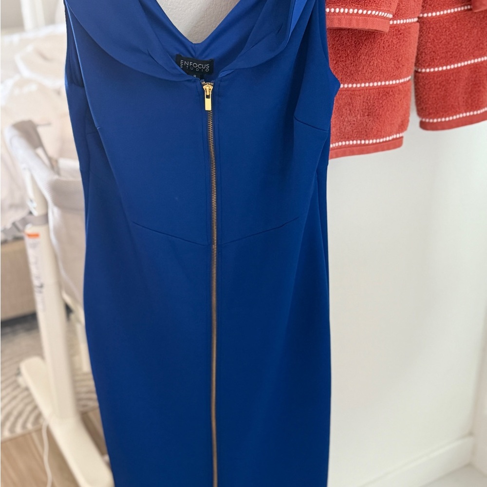 Enfocus Studio Royal Blue Dress with Gold Zipper